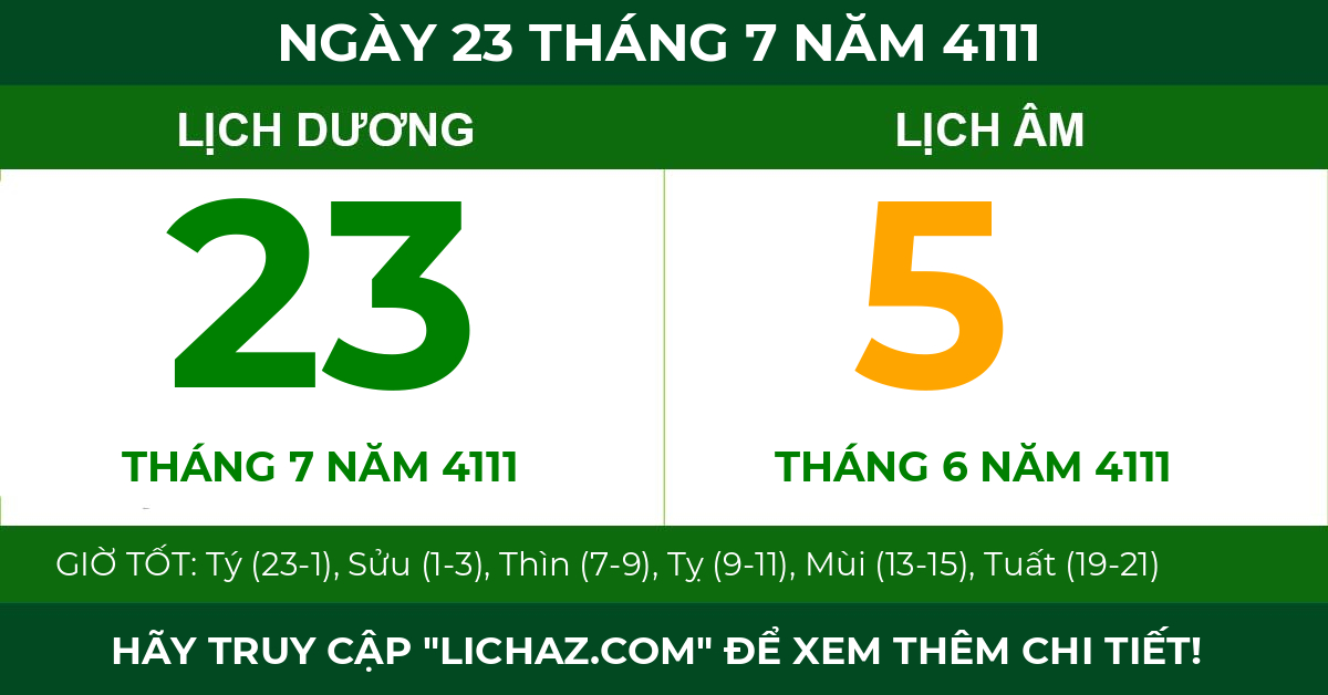lịch âm ngày 23 tháng 7 năm 4111