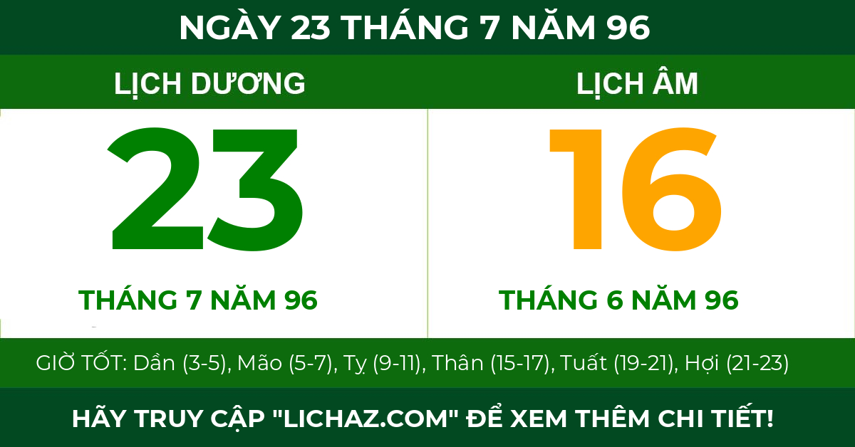 lịch âm ngày 23 tháng 7 năm 96