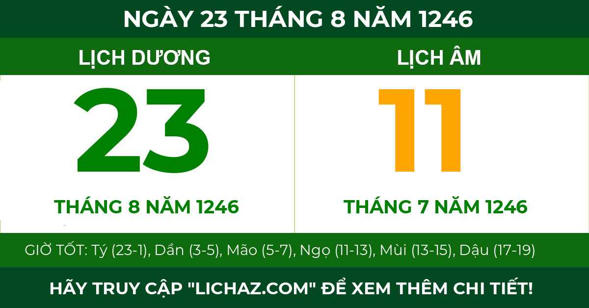 lịch âm ngày 23 tháng 8 năm 1246