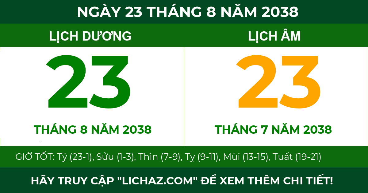lịch âm ngày 23 tháng 8 năm 2038