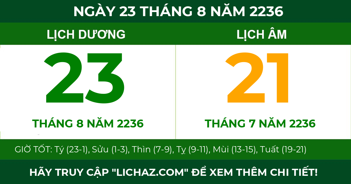 lịch âm ngày 23 tháng 8 năm 2236