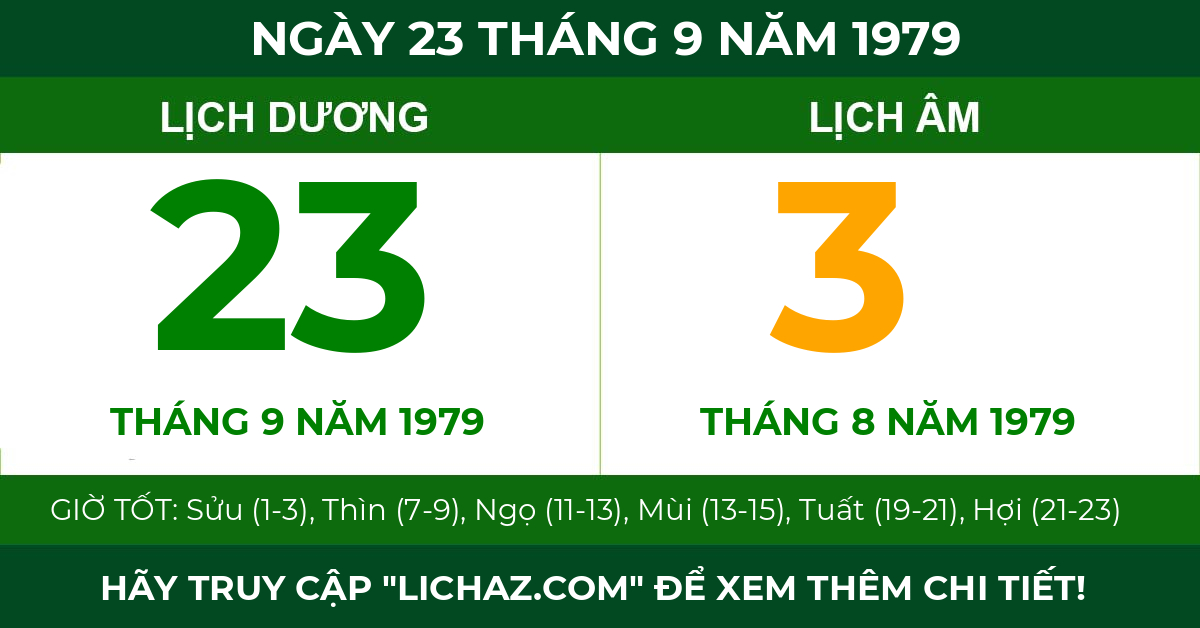 lịch âm ngày 23 tháng 9 năm 1979