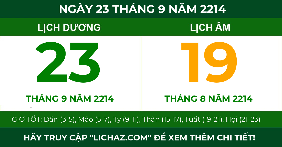 lịch âm ngày 23 tháng 9 năm 2214