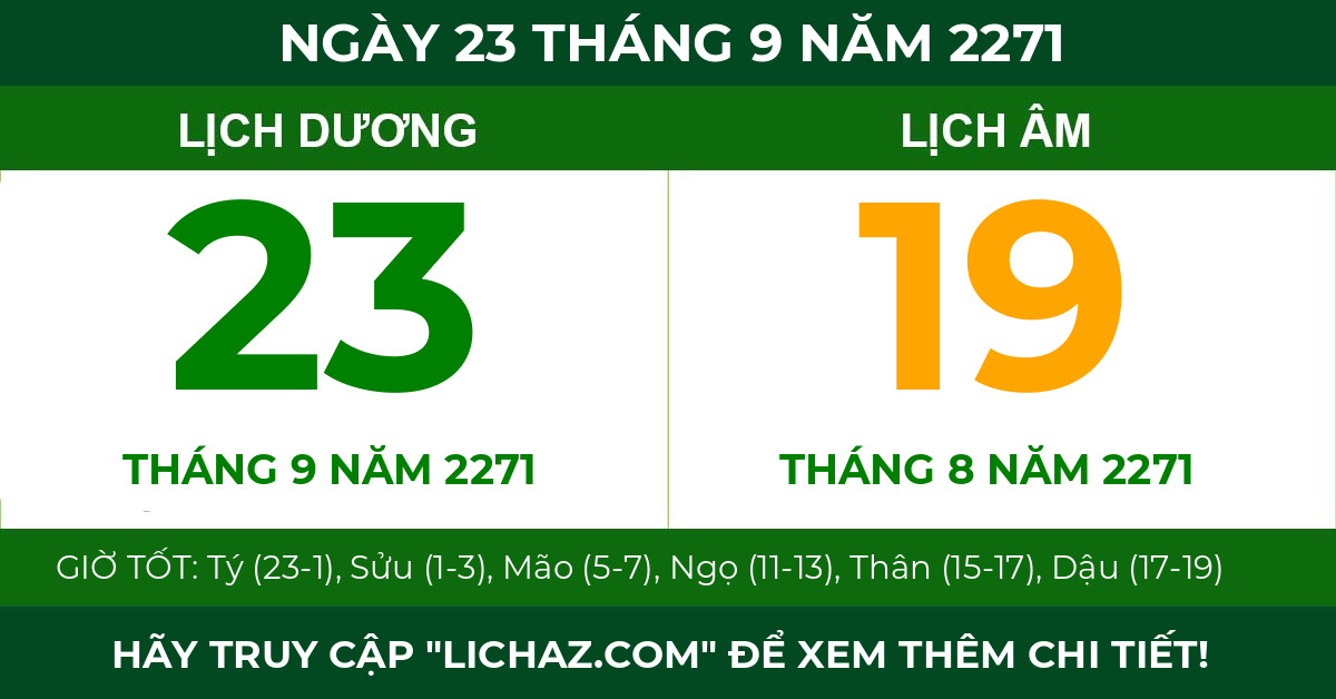 lịch âm ngày 23 tháng 9 năm 2271