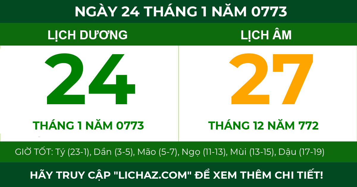 lịch âm ngày 24 tháng 1 năm 0773