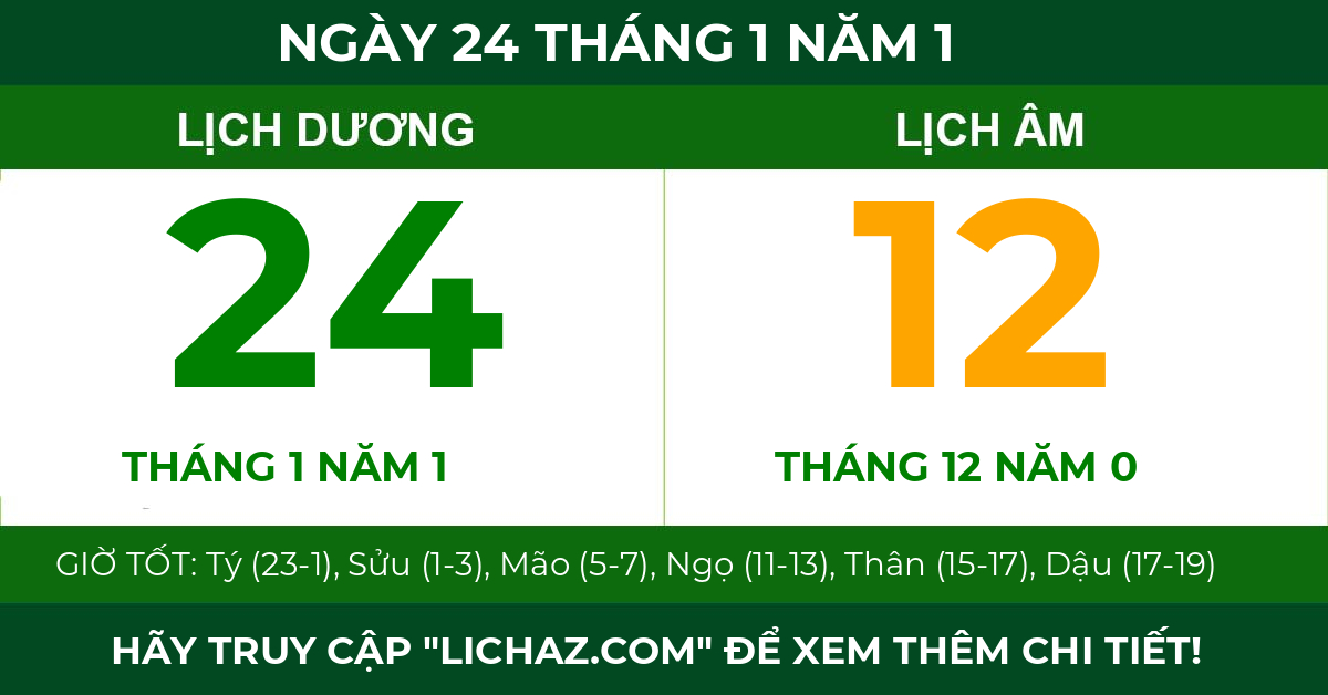 lịch âm ngày 24 tháng 1 năm 1