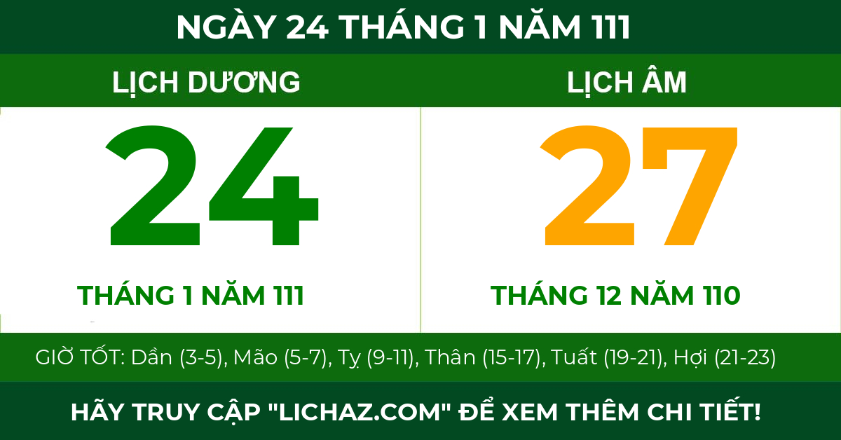 lịch âm ngày 24 tháng 1 năm 111