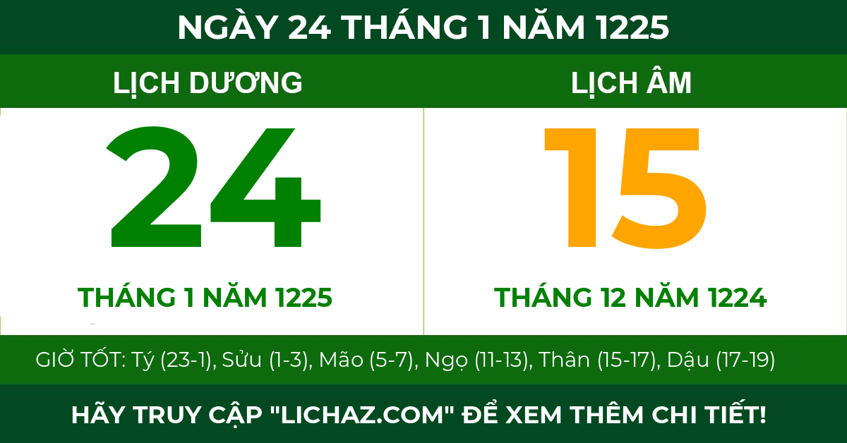lịch âm ngày 24 tháng 1 năm 1225