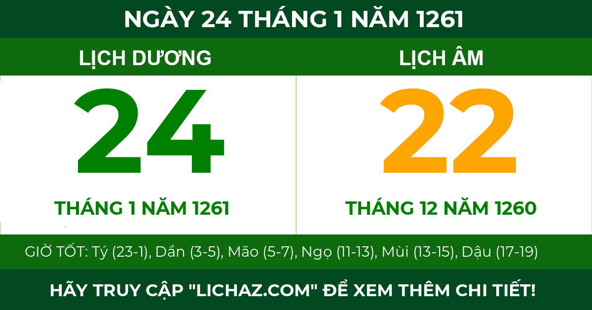lịch âm ngày 24 tháng 1 năm 1261