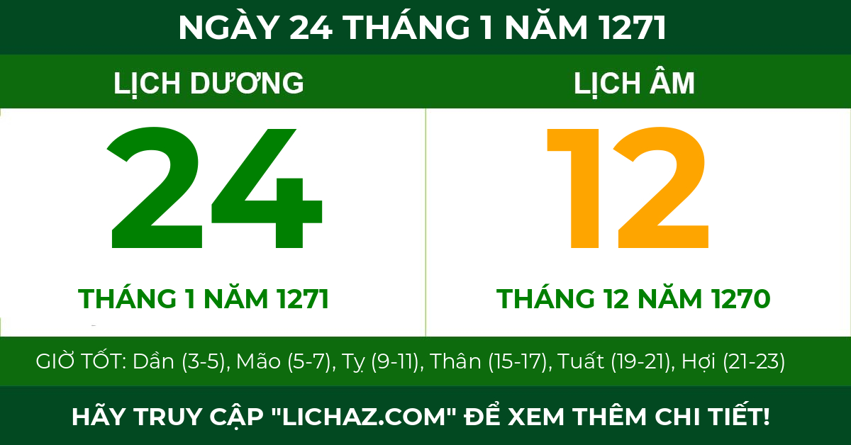 lịch âm ngày 24 tháng 1 năm 1271
