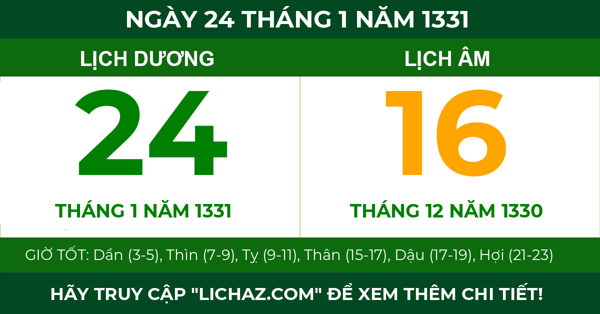 lịch âm ngày 24 tháng 1 năm 1331