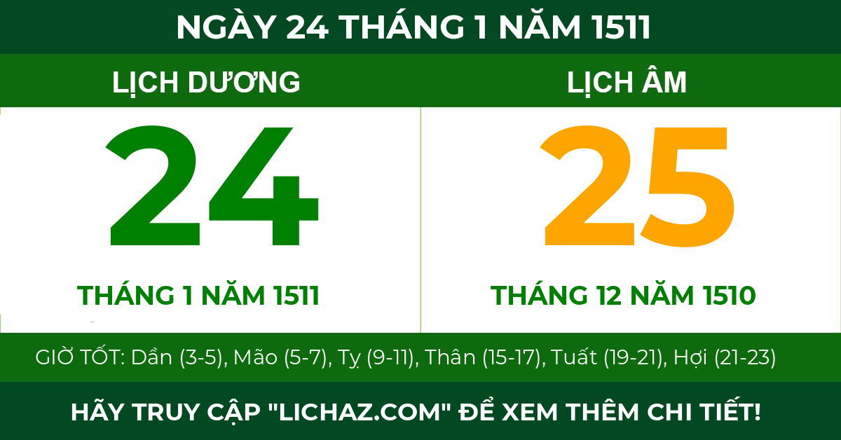lịch âm ngày 24 tháng 1 năm 1511