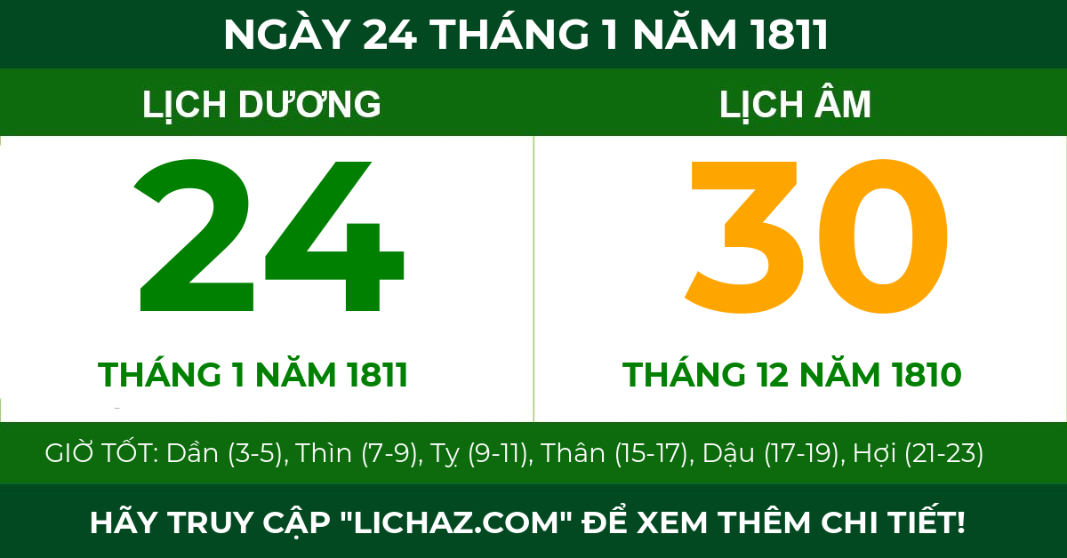 lịch âm ngày 24 tháng 1 năm 1811