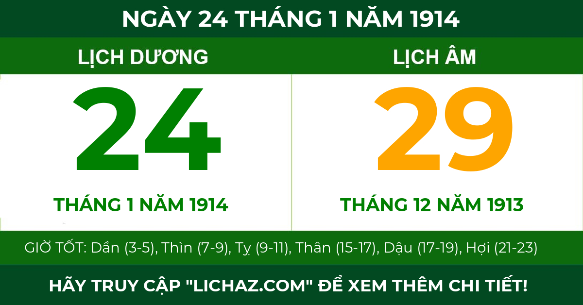 lịch âm ngày 24 tháng 1 năm 1914