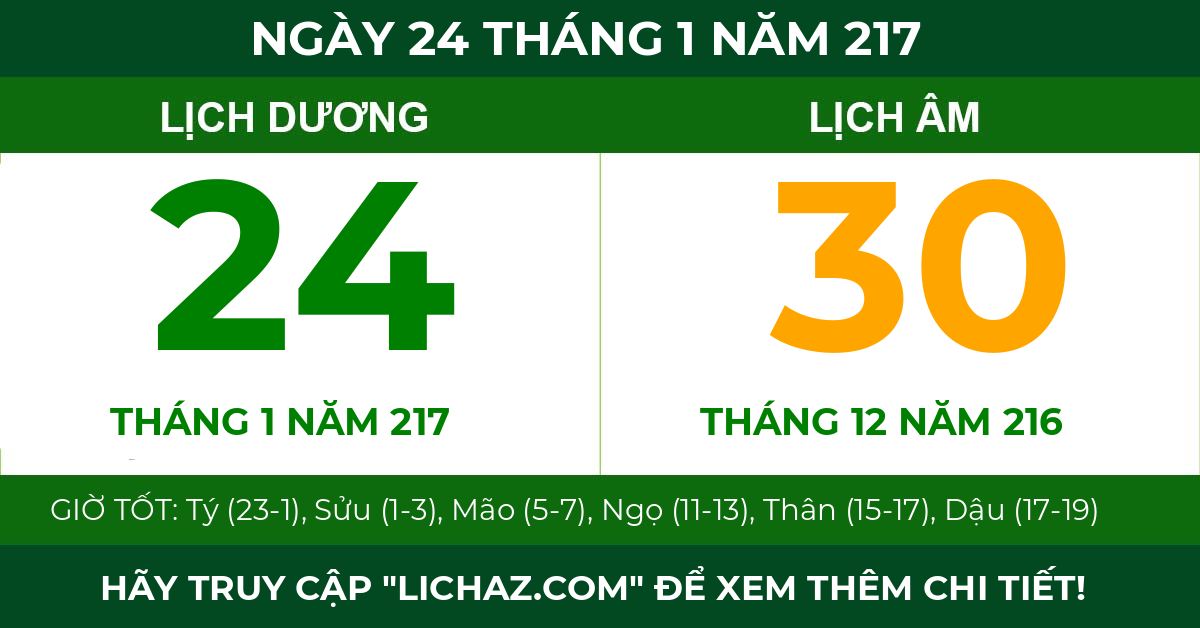 lịch âm ngày 24 tháng 1 năm 217