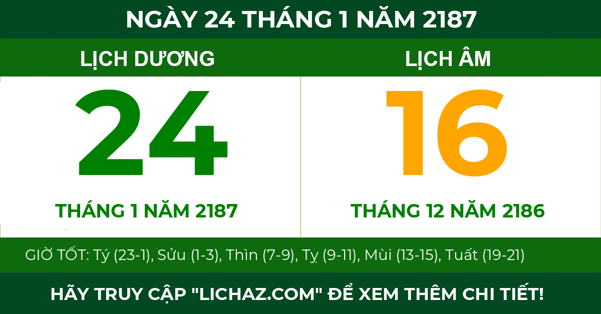 lịch âm ngày 24 tháng 1 năm 2187