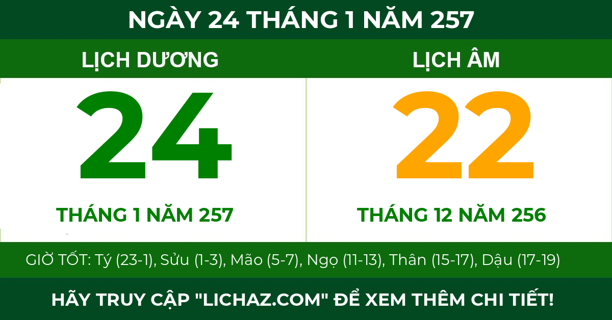 lịch âm ngày 24 tháng 1 năm 257