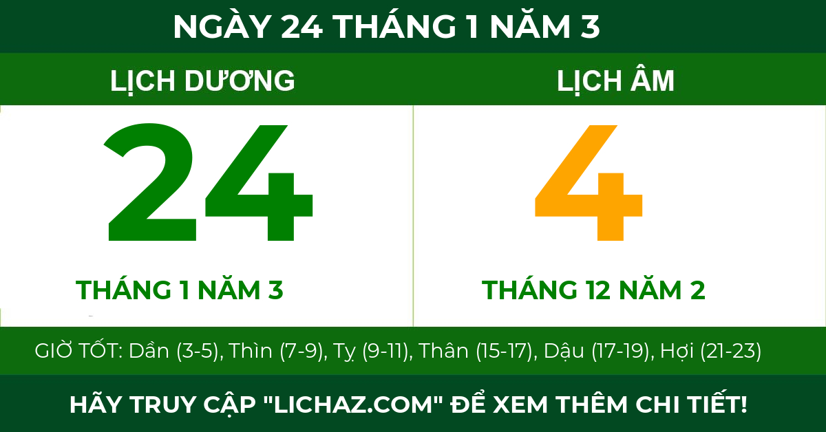 lịch âm ngày 24 tháng 1 năm 3