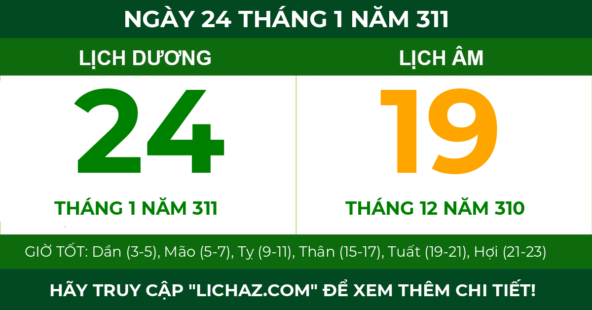 lịch âm ngày 24 tháng 1 năm 311