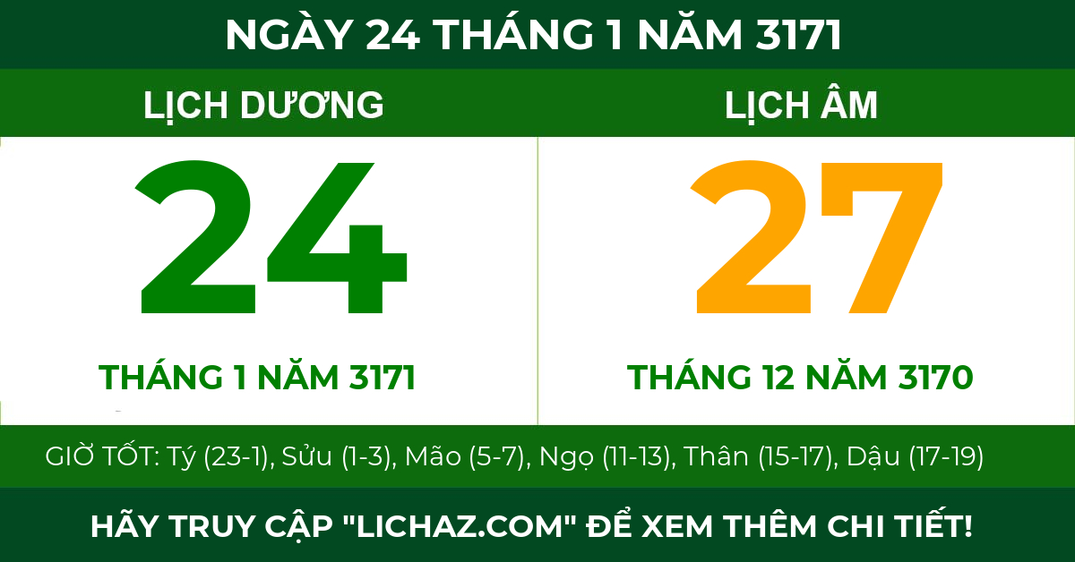 lịch âm ngày 24 tháng 1 năm 3171