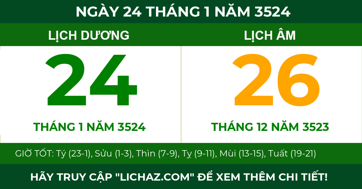lịch âm ngày 24 tháng 1 năm 3524
