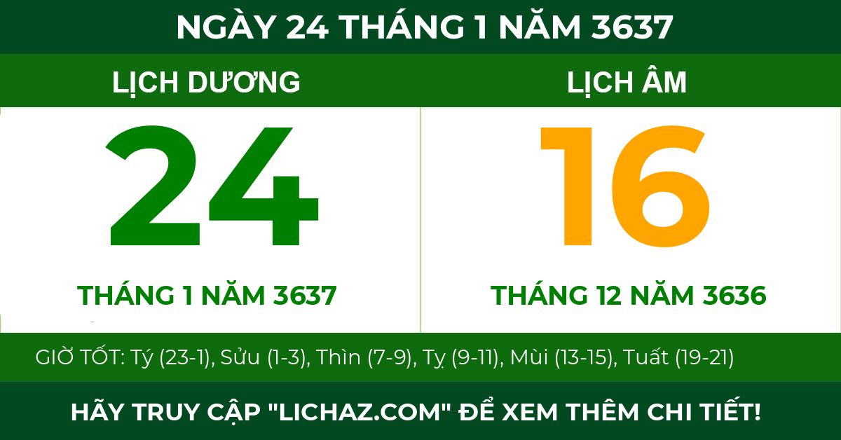 lịch âm ngày 24 tháng 1 năm 3637