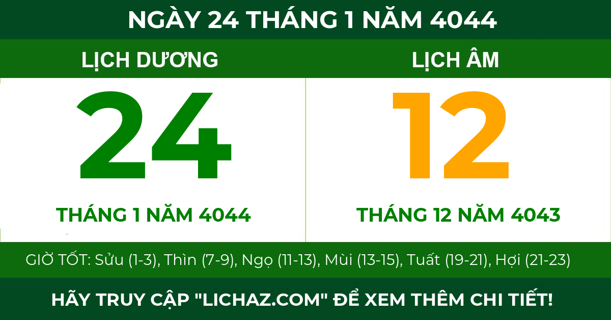 lịch âm ngày 24 tháng 1 năm 4044