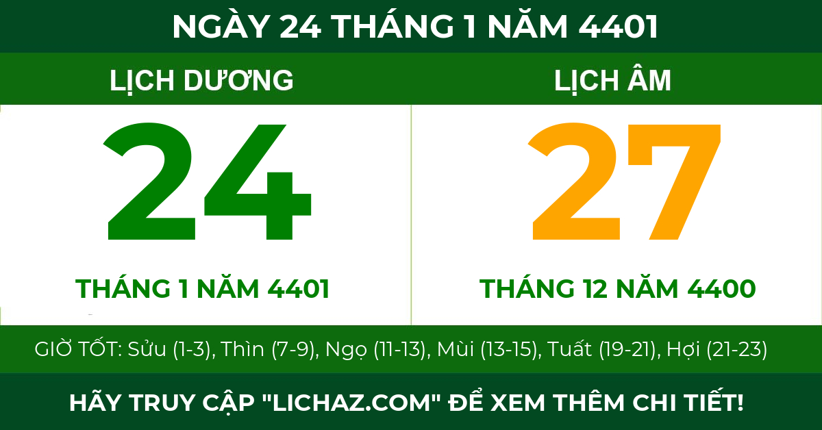 lịch âm ngày 24 tháng 1 năm 4401