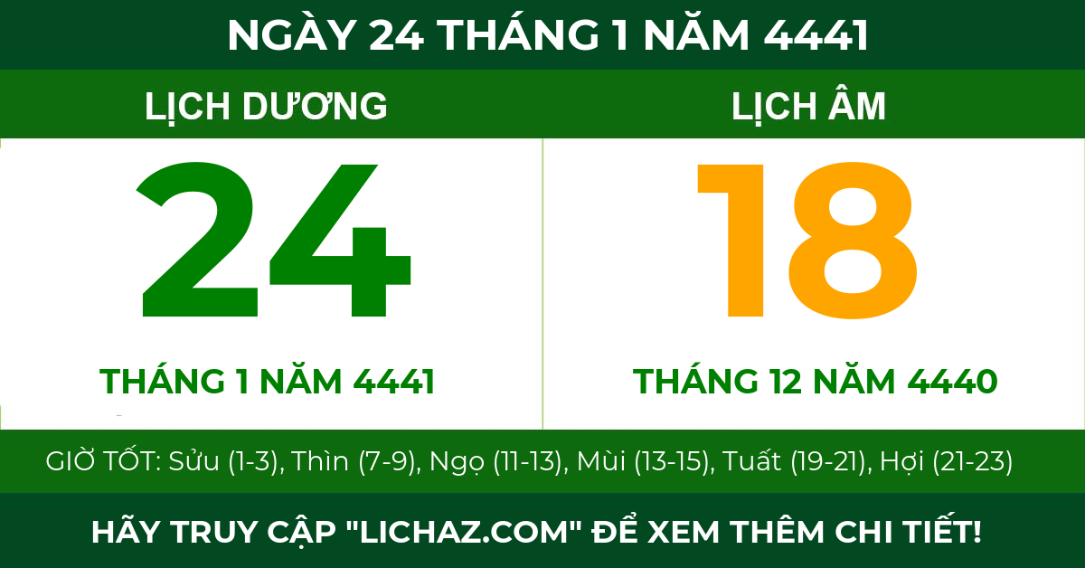 lịch âm ngày 24 tháng 1 năm 4441