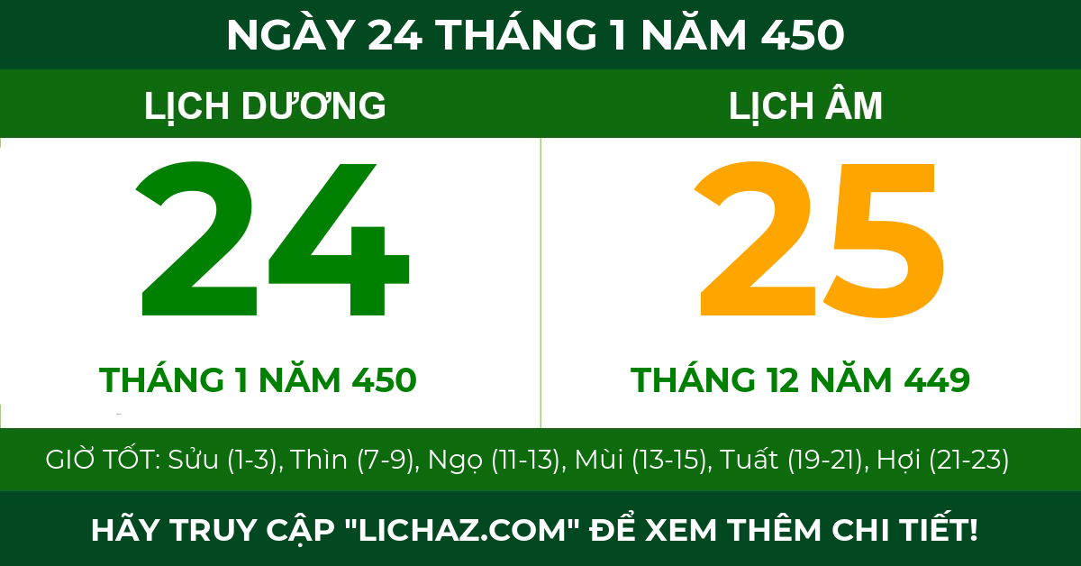 lịch âm ngày 24 tháng 1 năm 450