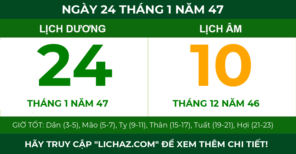 lịch âm ngày 24 tháng 1 năm 47