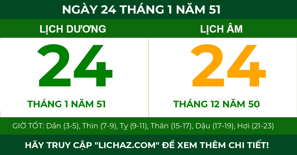 lịch âm ngày 24 tháng 1 năm 51