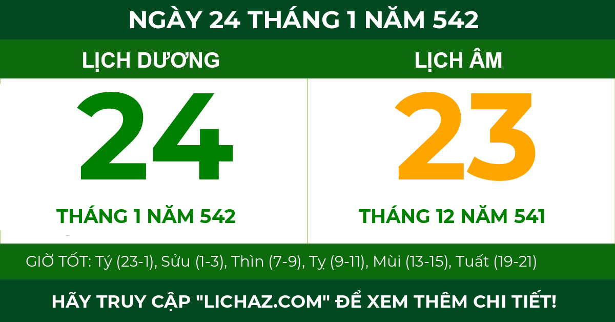 lịch âm ngày 24 tháng 1 năm 542