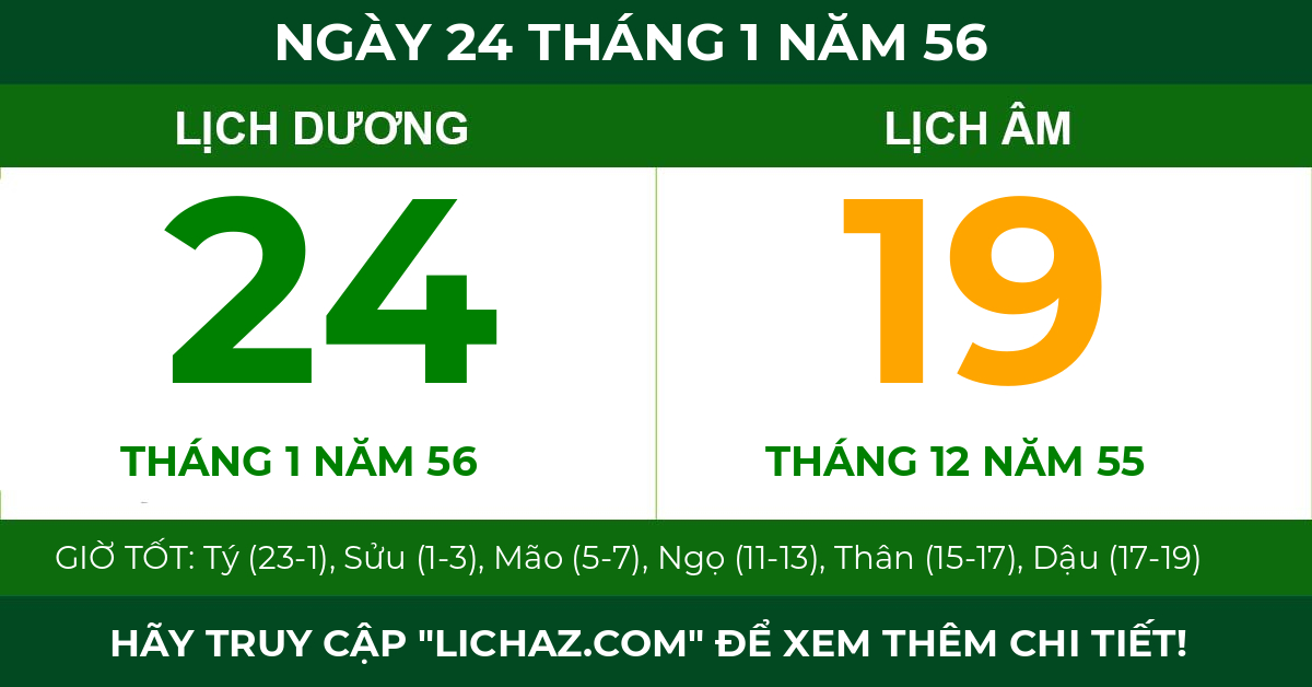 lịch âm ngày 24 tháng 1 năm 56