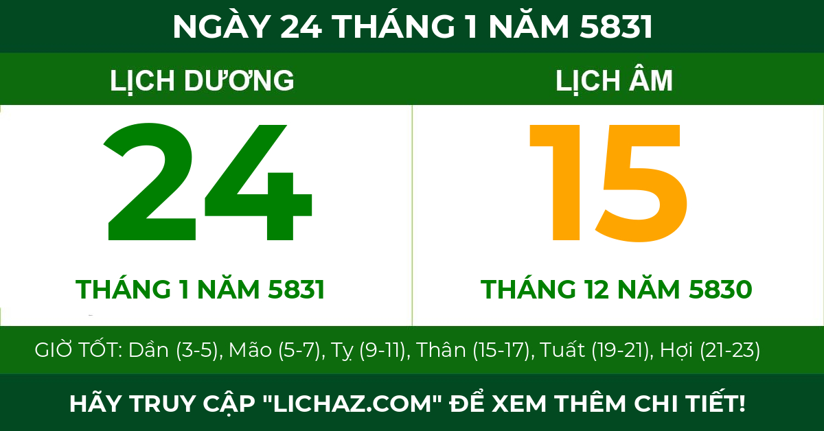 lịch âm ngày 24 tháng 1 năm 5831