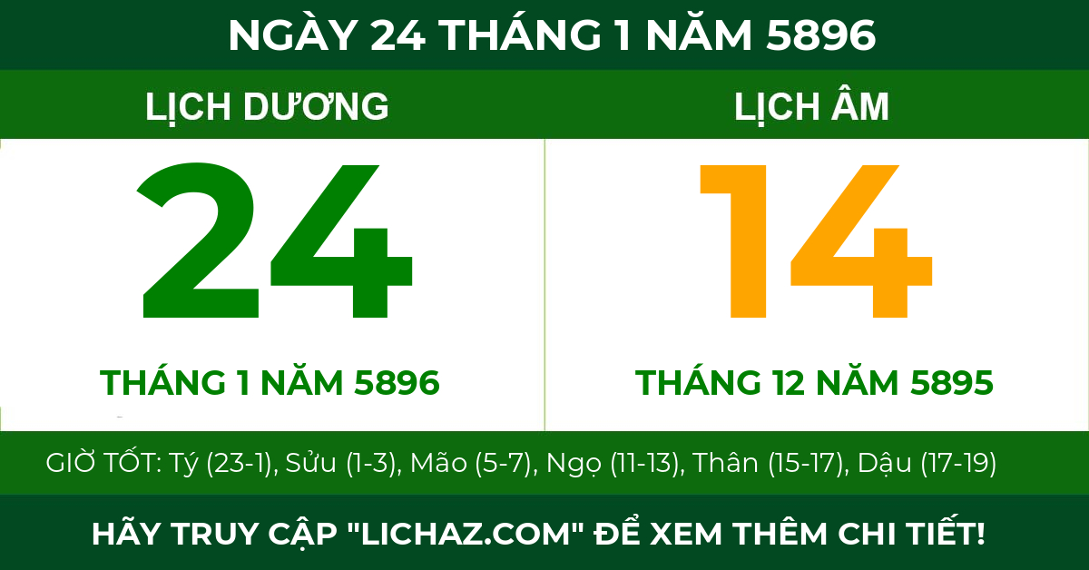 lịch âm ngày 24 tháng 1 năm 5896