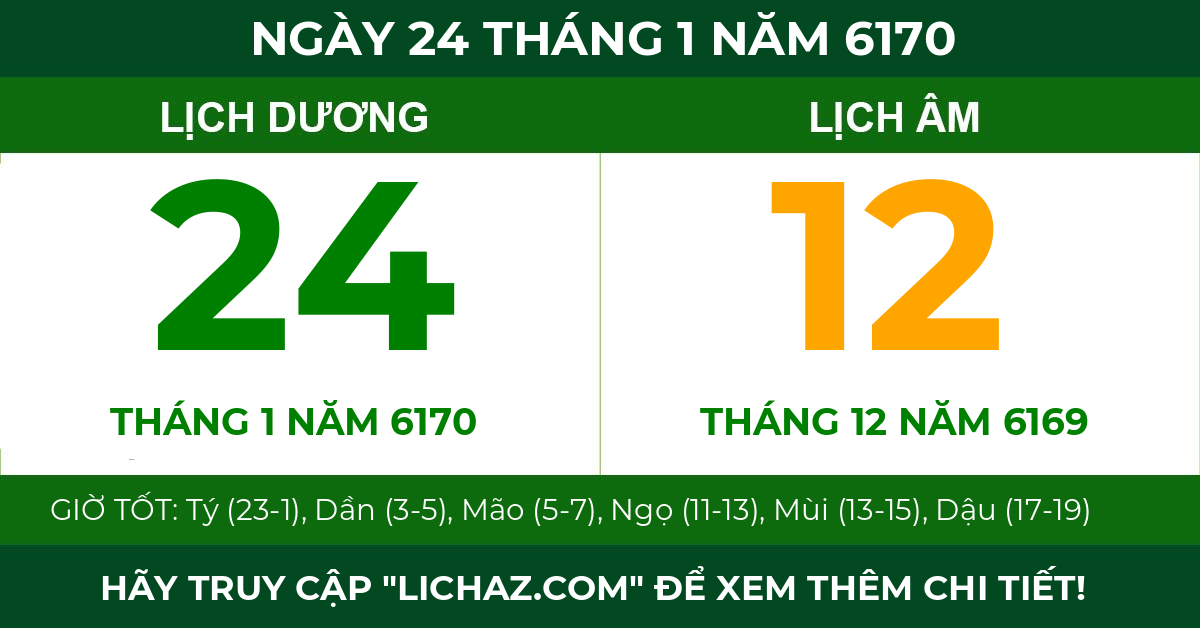 lịch âm ngày 24 tháng 1 năm 6170
