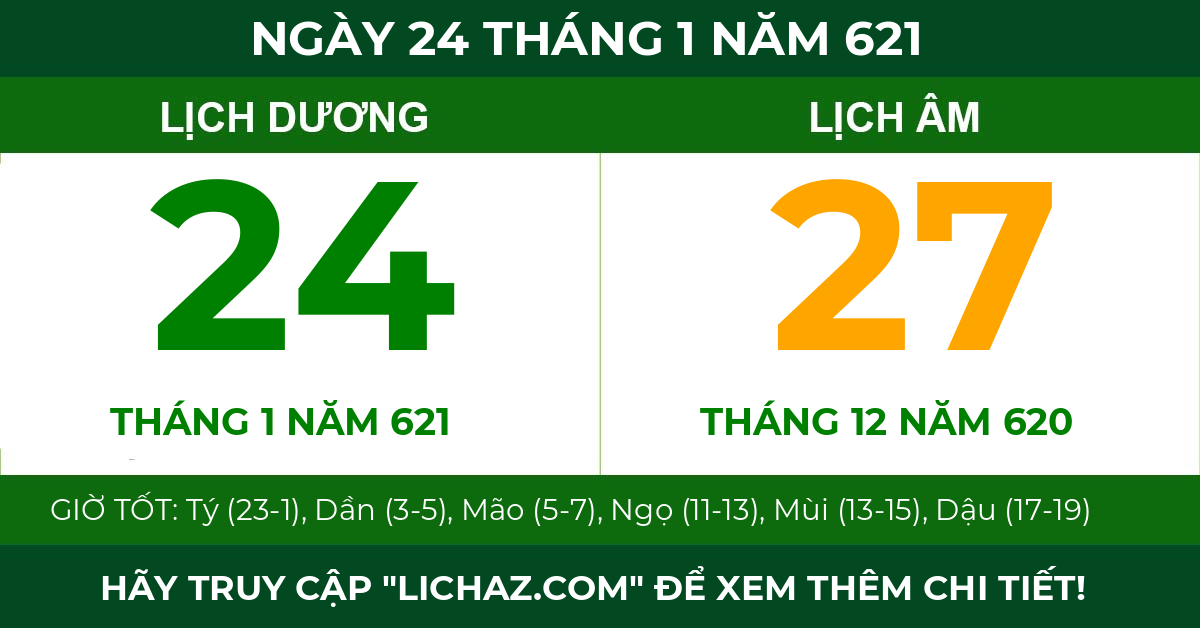 lịch âm ngày 24 tháng 1 năm 621