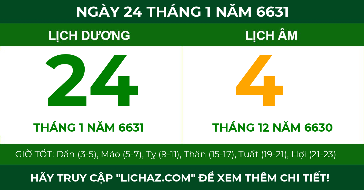 lịch âm ngày 24 tháng 1 năm 6631