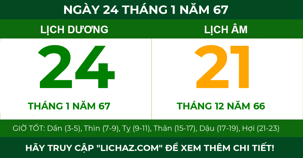 lịch âm ngày 24 tháng 1 năm 67