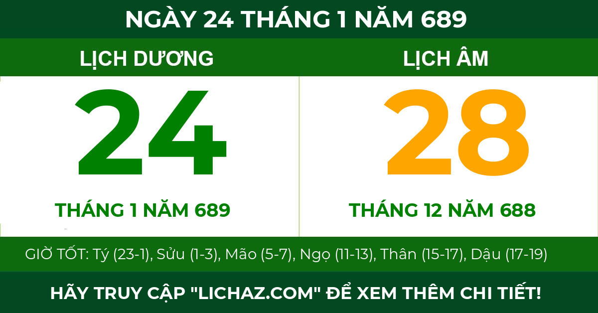 lịch âm ngày 24 tháng 1 năm 689