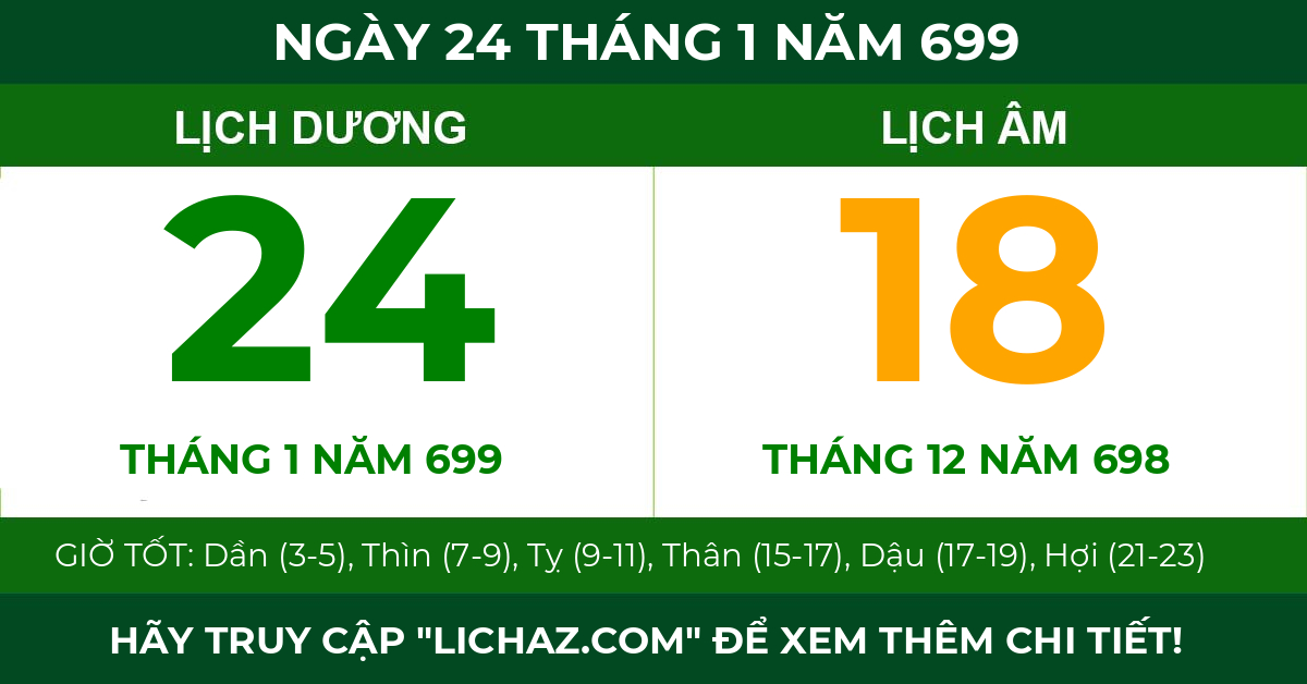 lịch âm ngày 24 tháng 1 năm 699