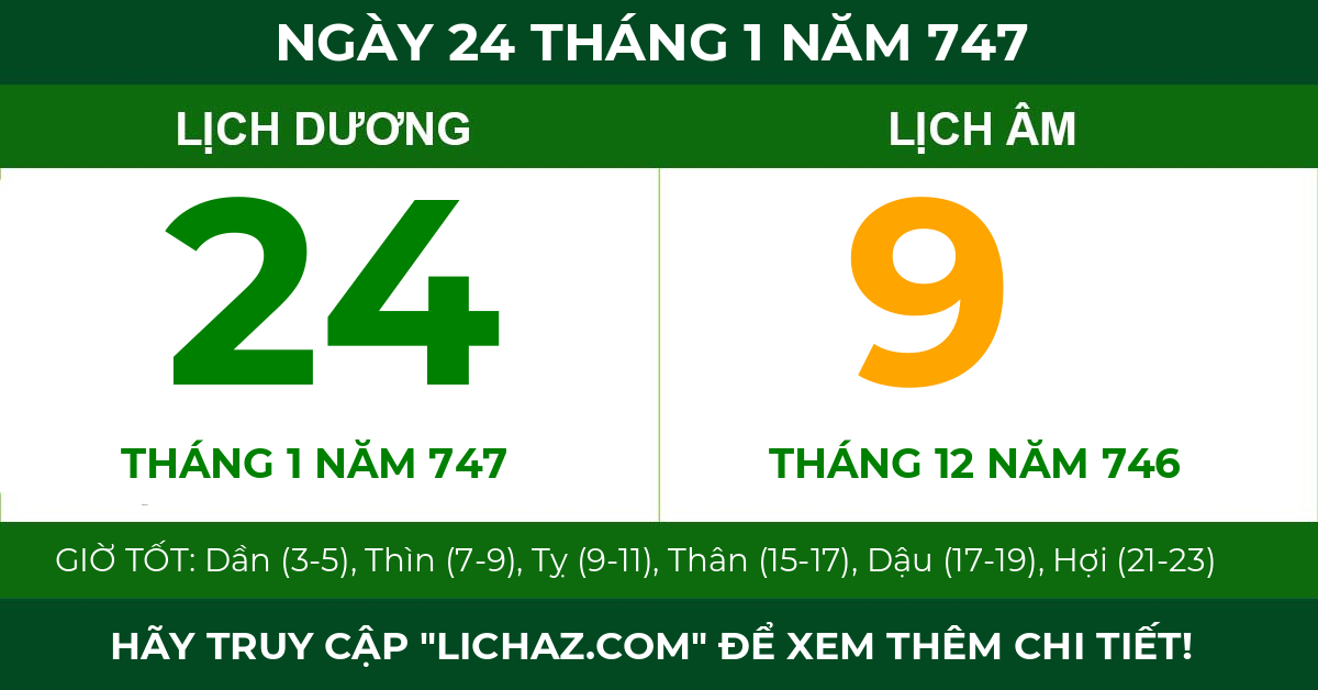 lịch âm ngày 24 tháng 1 năm 747