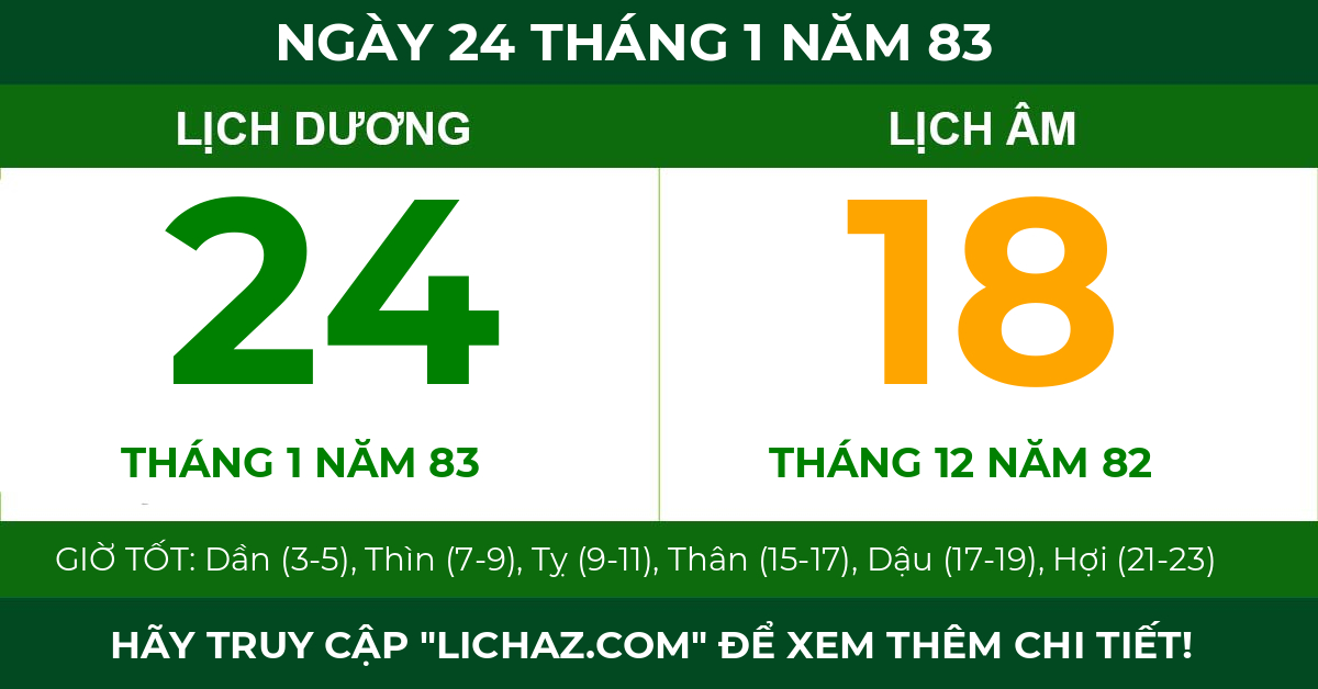 lịch âm ngày 24 tháng 1 năm 83