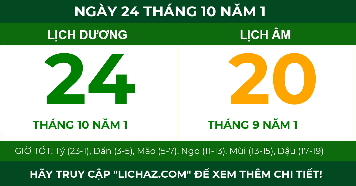 lịch âm ngày 24 tháng 10 năm 1