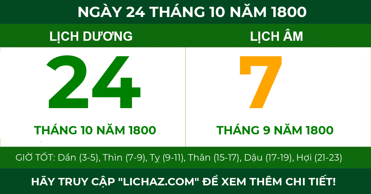 lịch âm ngày 24 tháng 10 năm 1800