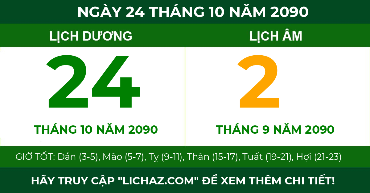 lịch âm ngày 24 tháng 10 năm 2090