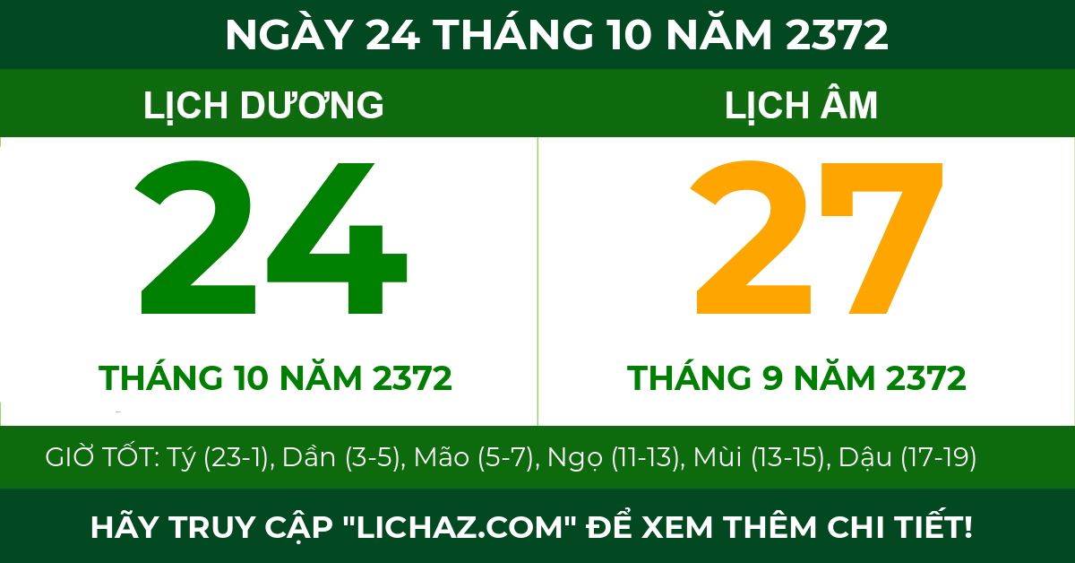 lịch âm ngày 24 tháng 10 năm 2372