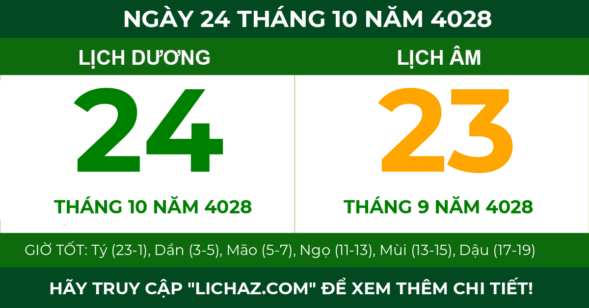lịch âm ngày 24 tháng 10 năm 4028