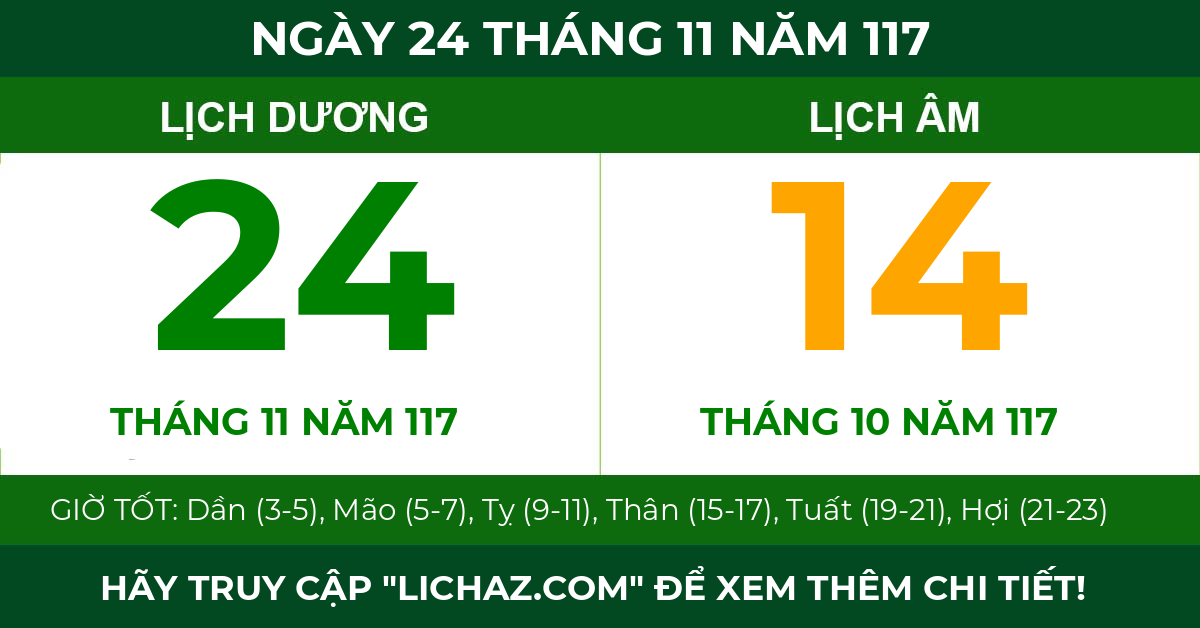 lịch âm ngày 24 tháng 11 năm 117